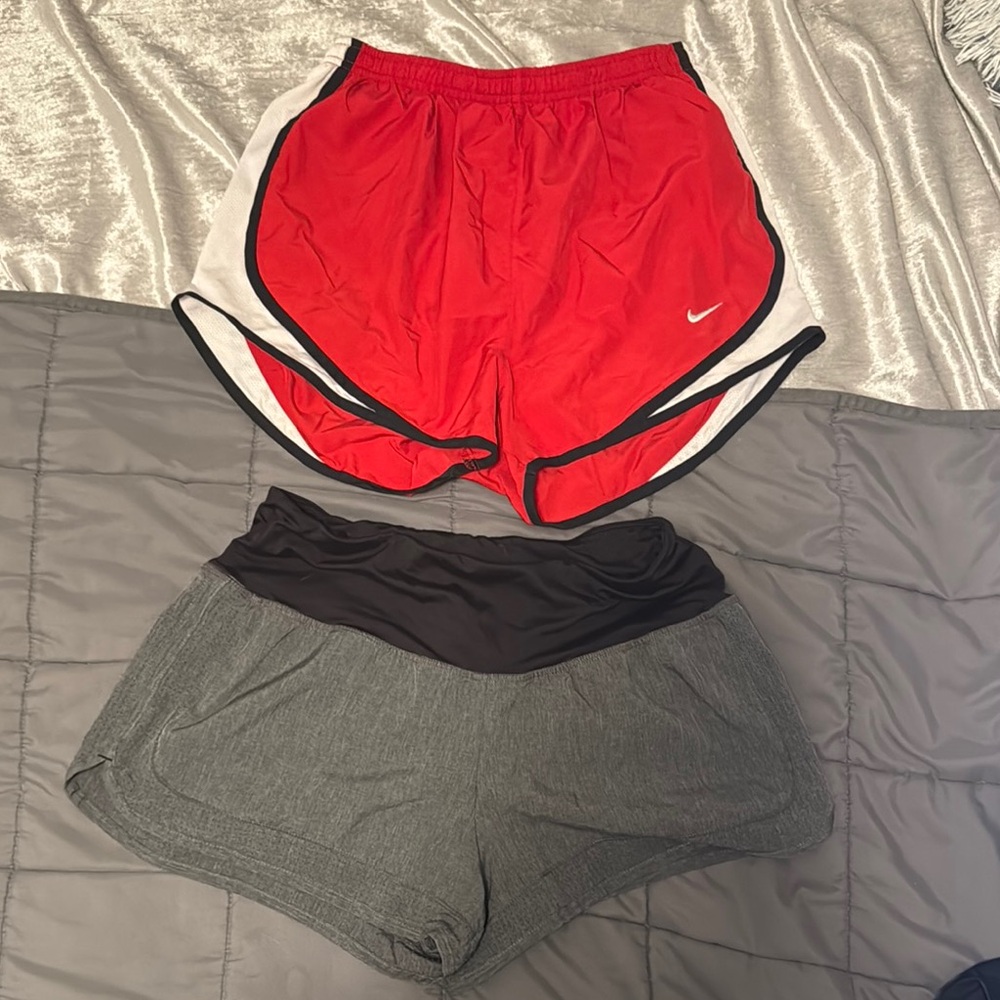 Nike Red and Champion Gray Athletic Shorts Lightweight Design